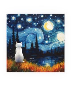 White Cat Starry Night
