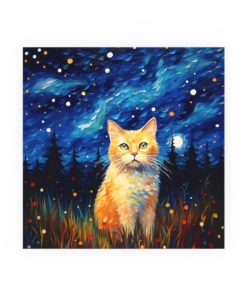 Orange and White Cat Starry Night