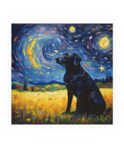Black Lab Dog Starry Night