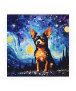 Black Chihuahua Dog Starry Night