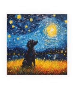 Black Poodle Starry Night